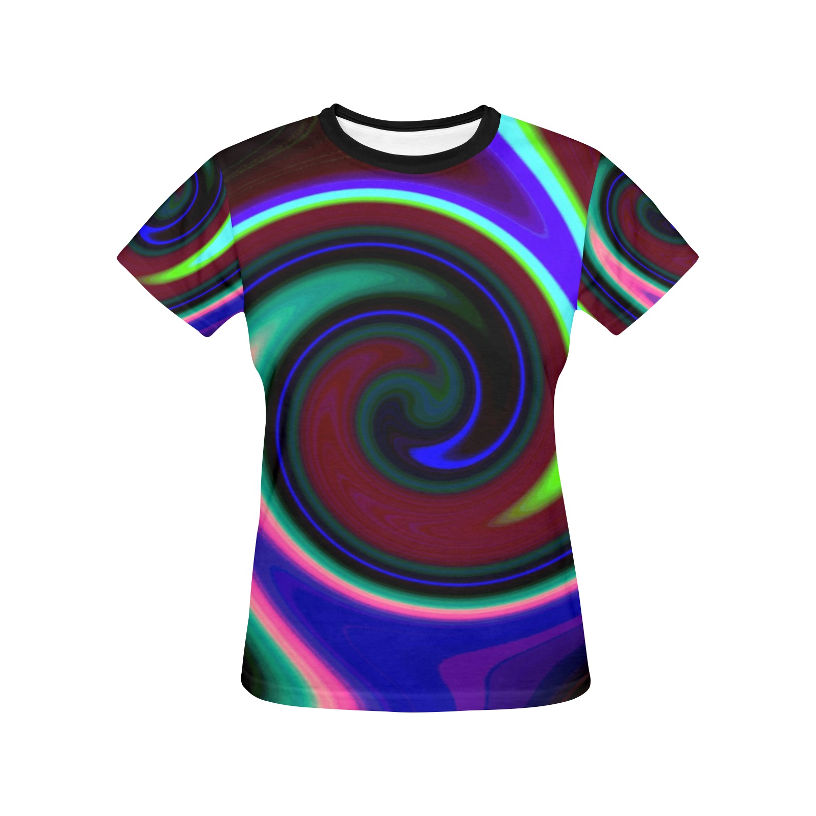 Swirl Retro Neon Women's All Over Print Crew Neck T-Shirt (Model T40-2)
