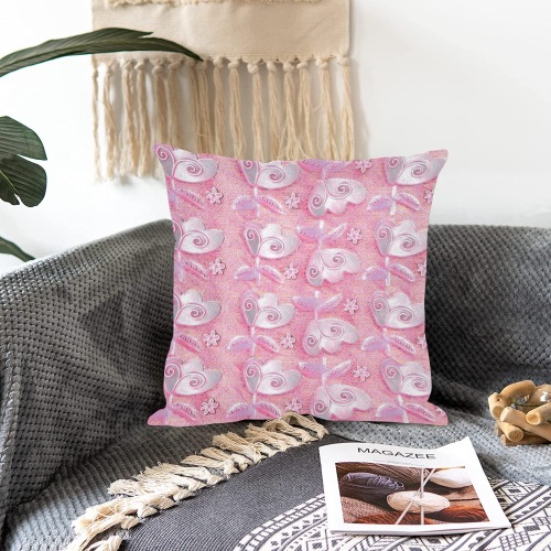 Cool in pink Linen Zippered Pillowcase 18"x18"(Two Sides)
