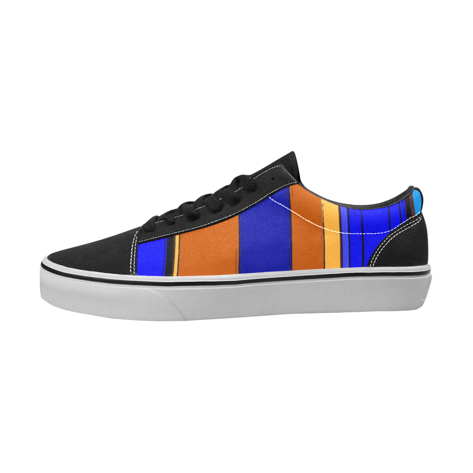 Abstract Blue And Orange 930 Women's Low Top Skateboarding Shoes (Model E001-2)