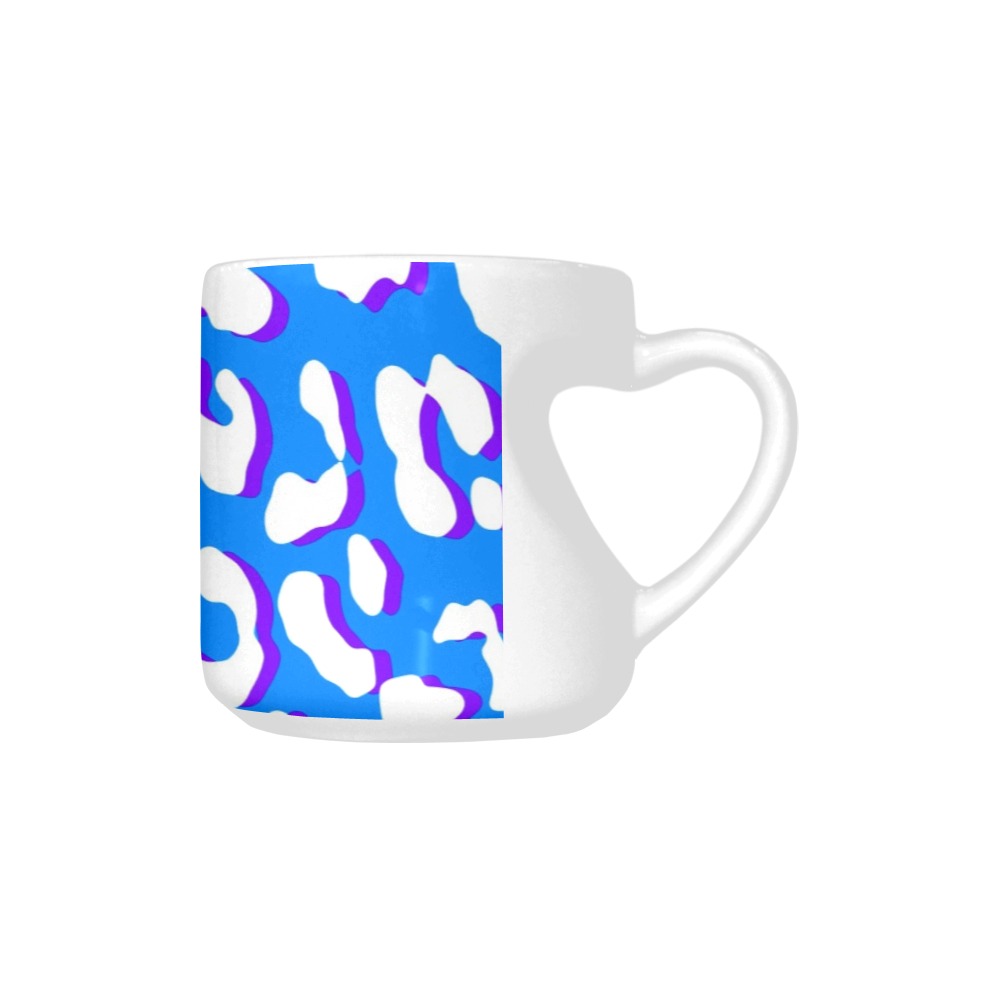 White Leopard Print Blue Purple Heart-shaped Mug(10.3OZ)