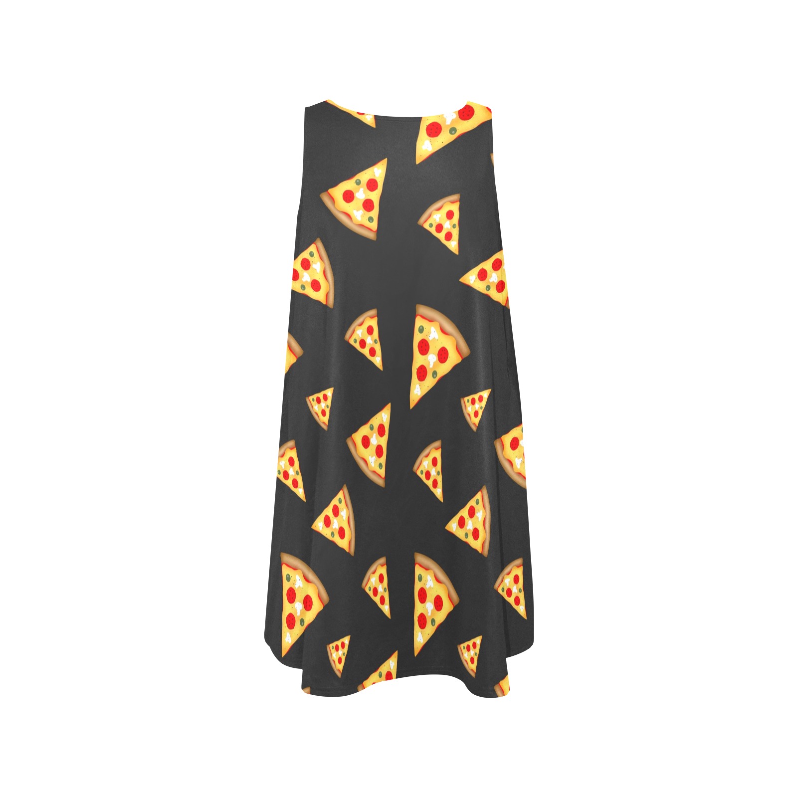Cool and fun pizza slices pattern dark gray Sleeveless A-Line Pocket Dress (Model D57)