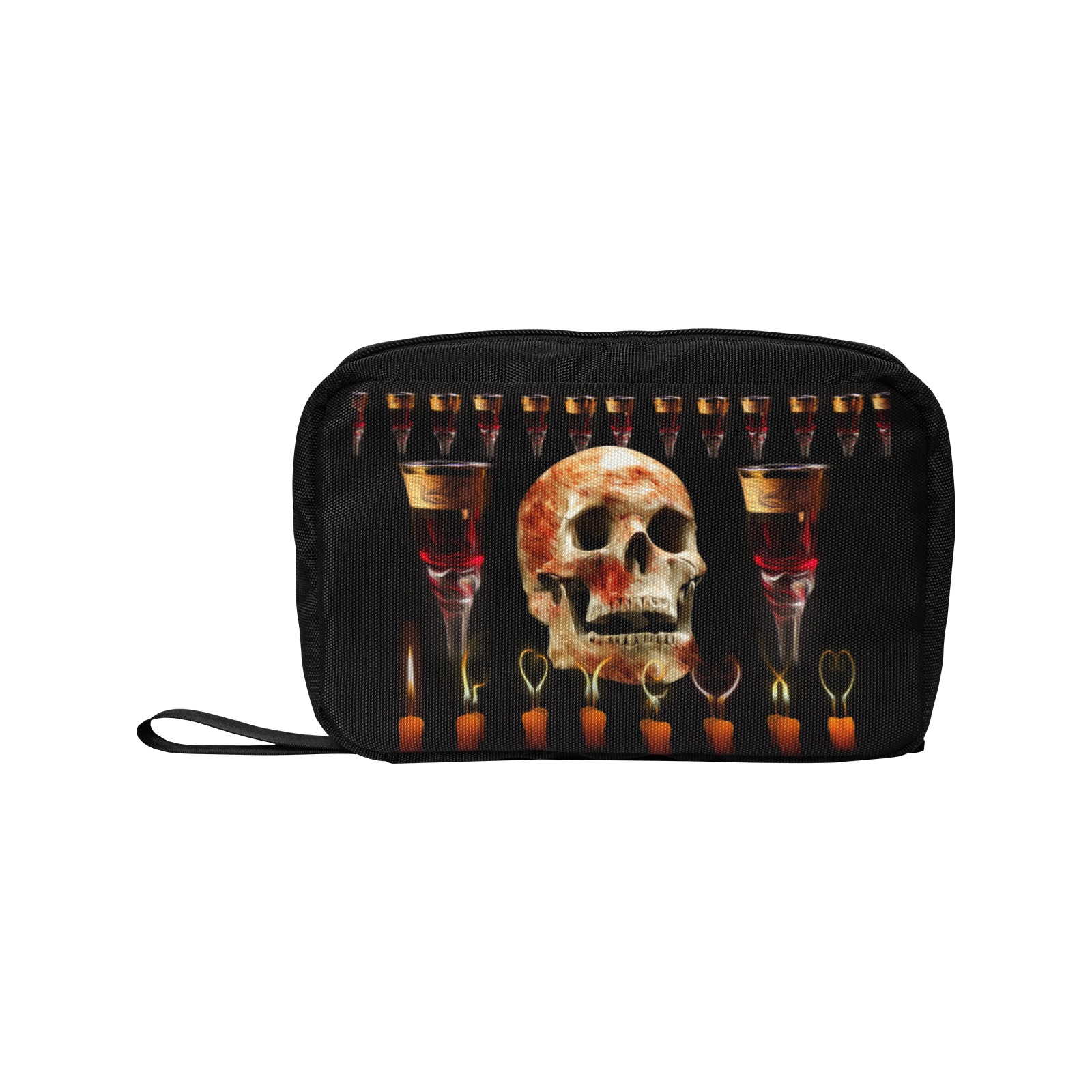 Skull Wine Candles Ritual Toiletry Bag with Hanging Hook (Model 1728)