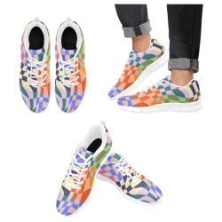 Wavy Checks - geometric abstract Women's Breathable Running Shoes (Model 055)