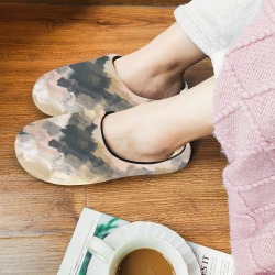 Artistic_strokes_brushes_I Women's Non-Slip Cotton Slippers (Model 0602)