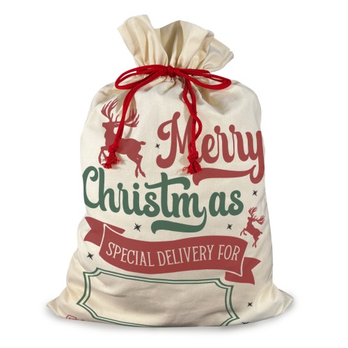 Customizable Santa Gift Sack Merry Christmas Special Delivery Santa Claus Drawstring Bag 21"x32" (One-Sided Printing)