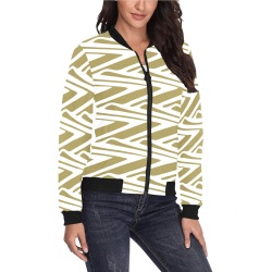 Bohemian geometrical white & beige 2 All Over Print Bomber Jacket for Women (Model H36)