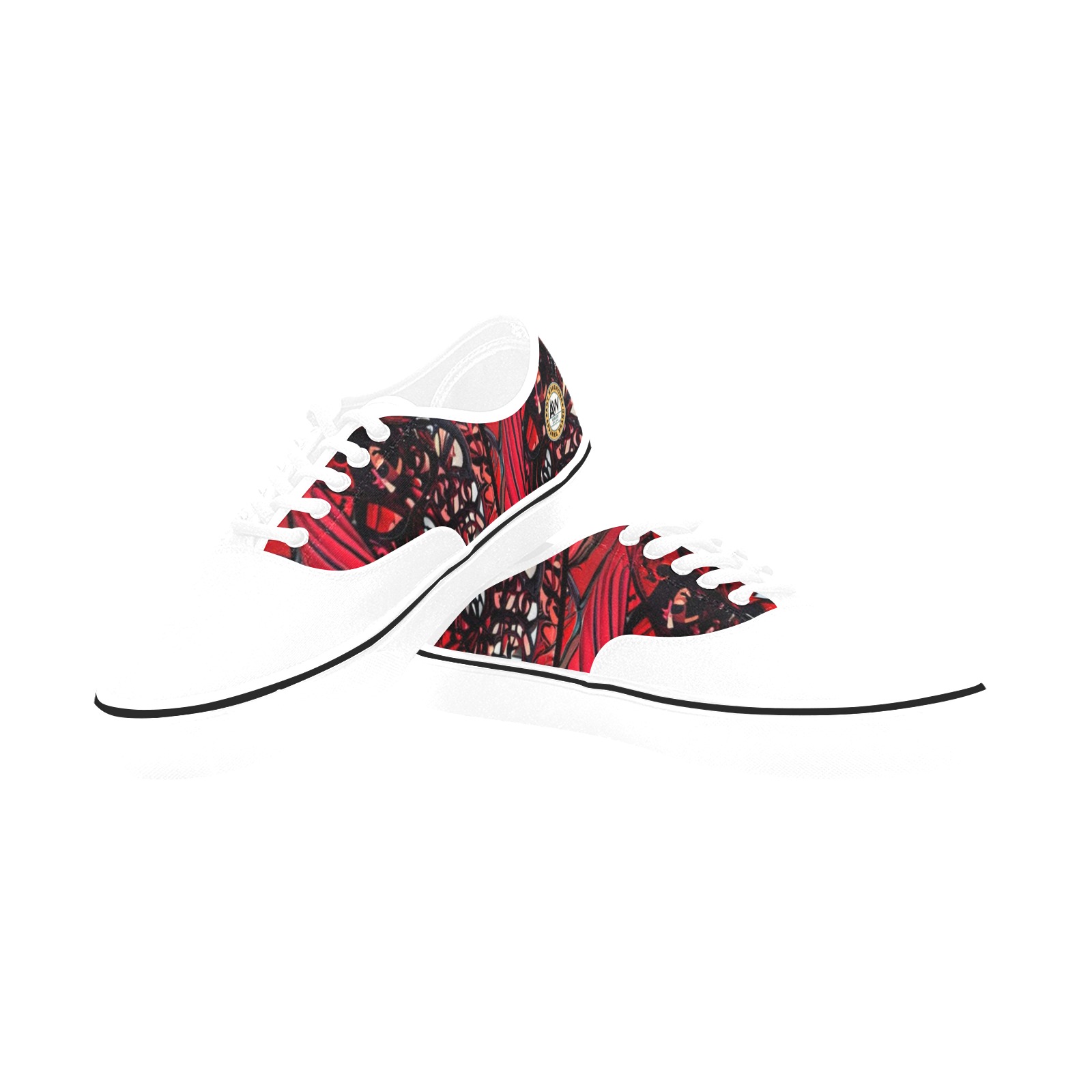 red and black intricate pattern 1 Classic Women's Canvas Low Top Shoes (Model E001-4)