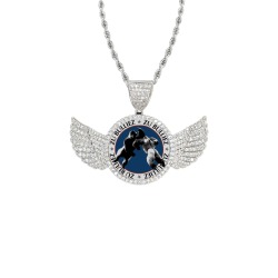 Zu bulliez Wing Pendant Wings Silver Photo Pendant with Rope Chain