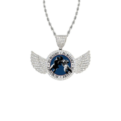 Zu bulliez Wing Pendant Wings Silver Photo Pendant with Rope Chain