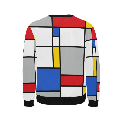 Geometric Retro Mondrian Style Color Composition Men's Rib Cuff Crew Neck Sweatshirt (Model H34)