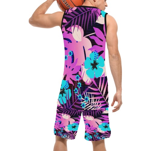 GROOVY FUNK THING FLORAL PURPLE Basketball Uniform with Pocket