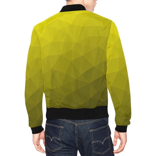 Yellow gradient geometric mesh pattern All Over Print Bomber Jacket for Men (Model H19)