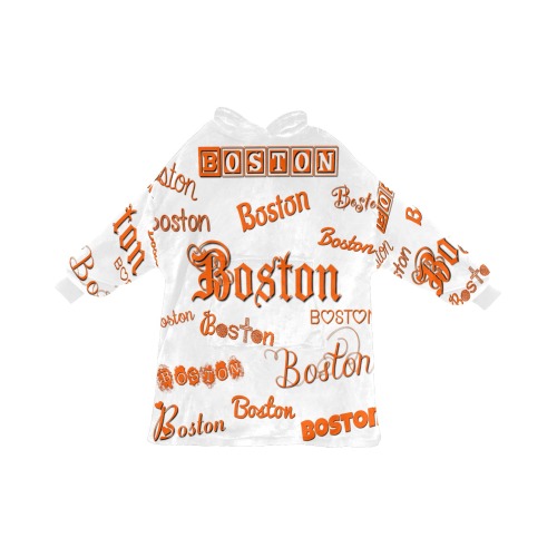 Boston Orange Fonts Blanket Hoodie for Women