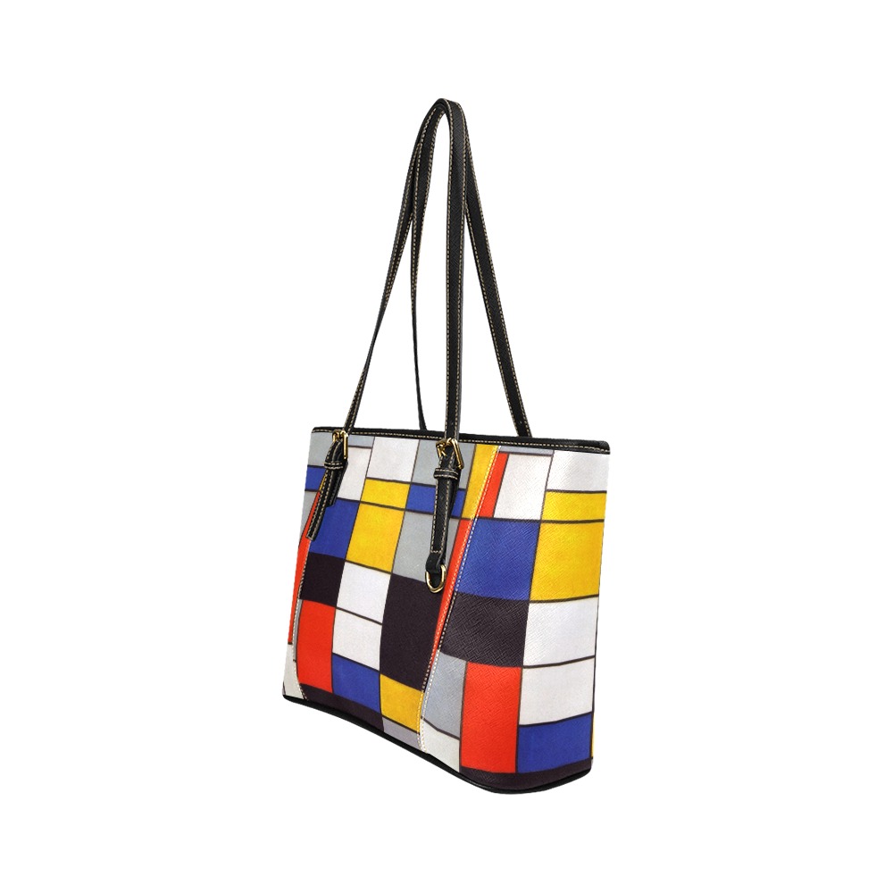 Composition A by Piet Mondrian Leather Tote Bag/Small (Model 1640)