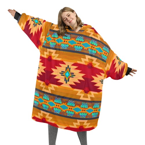 Adult Unisex Red SdlBlkt Blanket Hoodie