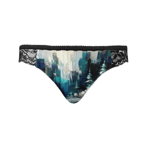 Painted City Winter Scene 1006 Women's Lace Panty (Model L41)