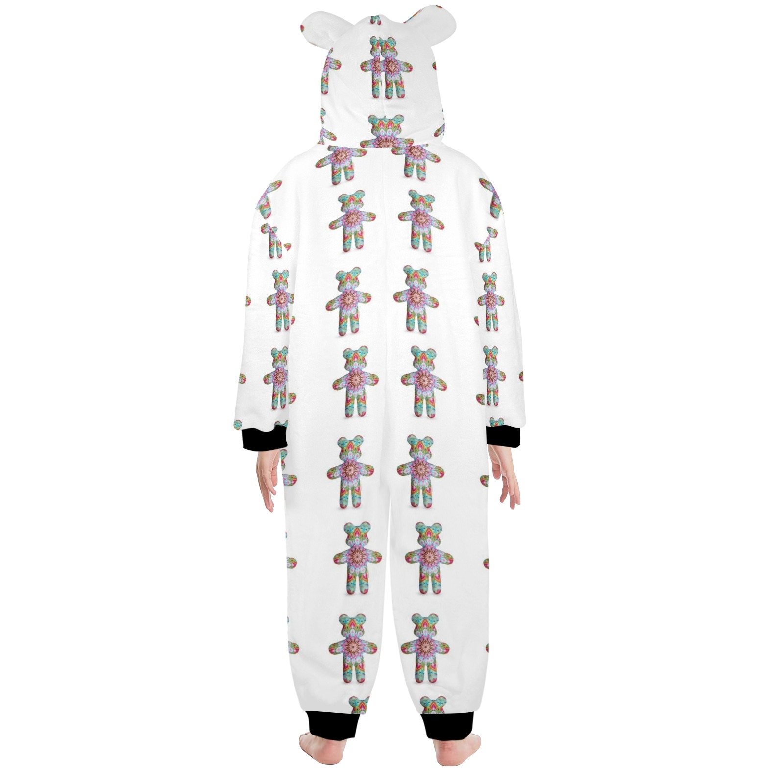 nounours 1 One-Piece Zip Up Hooded Pajamas for Big Kids