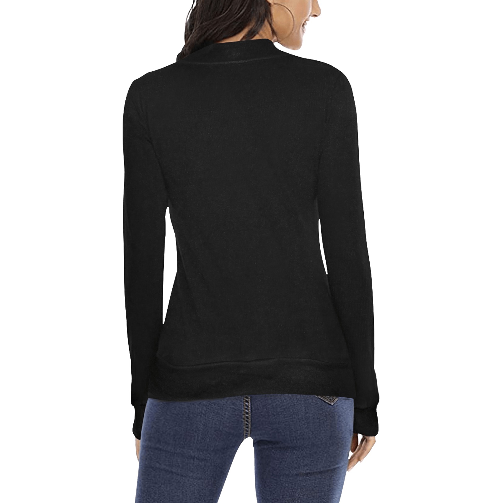 6598cxz Women's All Over Print Mock Neck Sweatshirt (Model H43)
