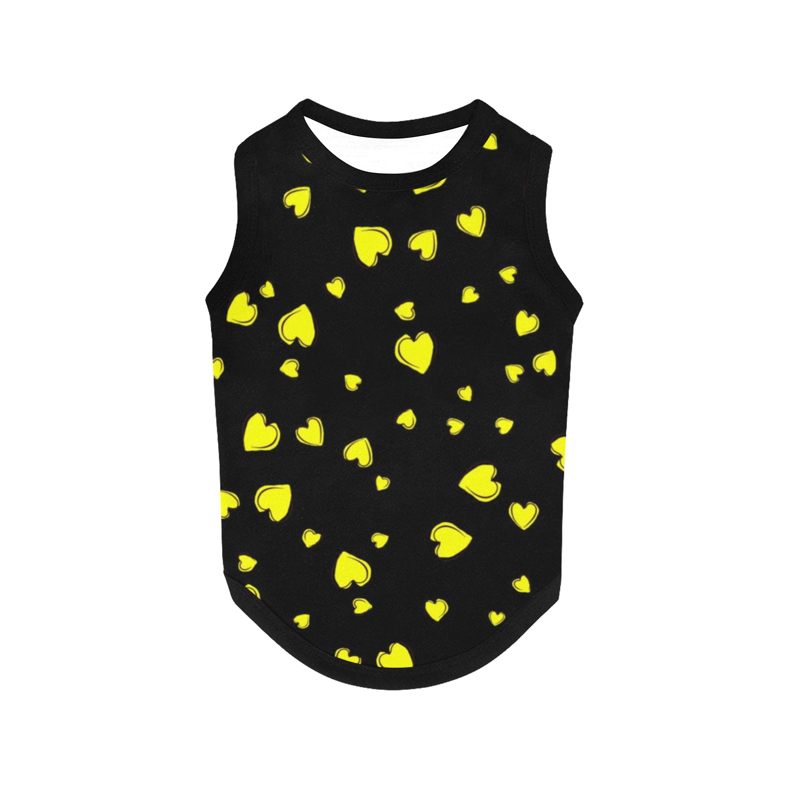 Yellow Hearts Floating on Black All Over Print Pet Tank Top