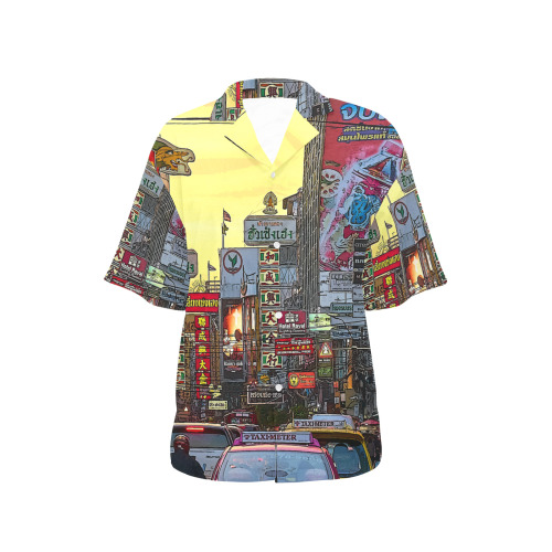 Chinatown in Bangkok Thailand - Altered Photo All Over Print Hawaiian Shirt for Women (Model T58)