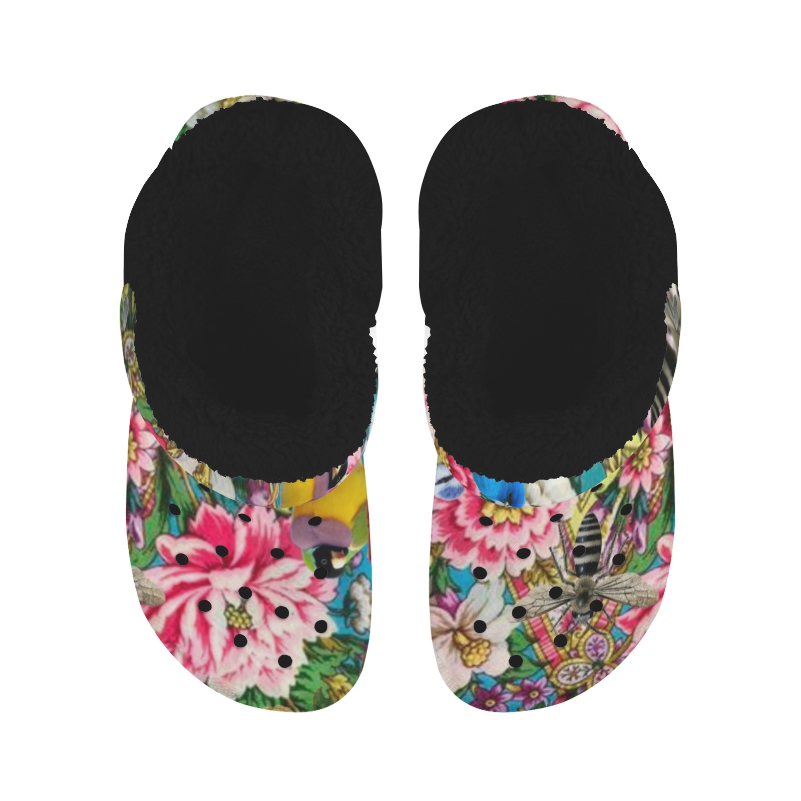 Exotic Bird Forest Fleece Lined Foam Clogs for Adults