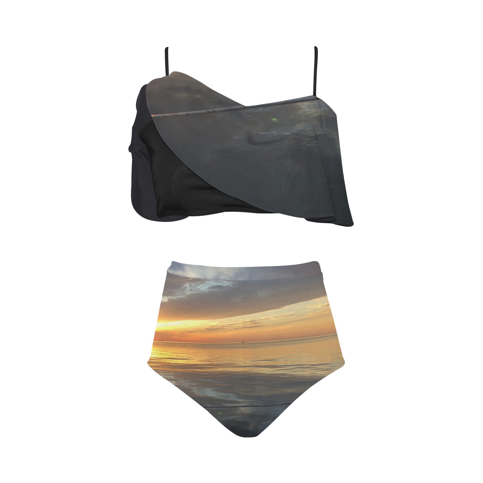Pier Sunset Collection High Waisted Ruffle Bikini Set (Model S13)