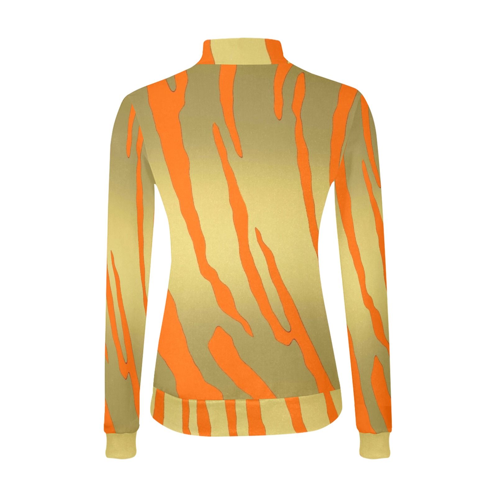 Gold Tiger Stripes Orange Women's All Over Print Mock Neck Sweatshirt (Model H43)