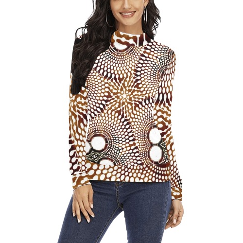 AFRICAN PRINT PATTERN 4 Women's All Over Print Mock Neck Sweatshirt (Model H43)