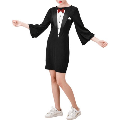 Tuxedo Costume Bell Sleeve Dress (Model D52)