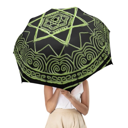 mandala 3D-8 vert pomme Semi-Automatic Foldable Umbrella (Model U12)