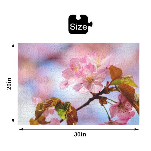 Beauty, love, wisdom of sakura cherry flowers. 1000-Piece Wooden Jigsaw Puzzle (Horizontal)