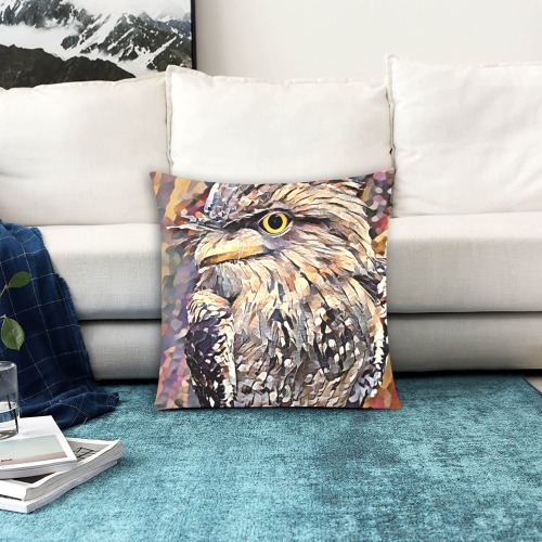 Tawny Frogmouth. Oil painting Custom Zippered Pillow Cases 18"x18" (Two Sides)