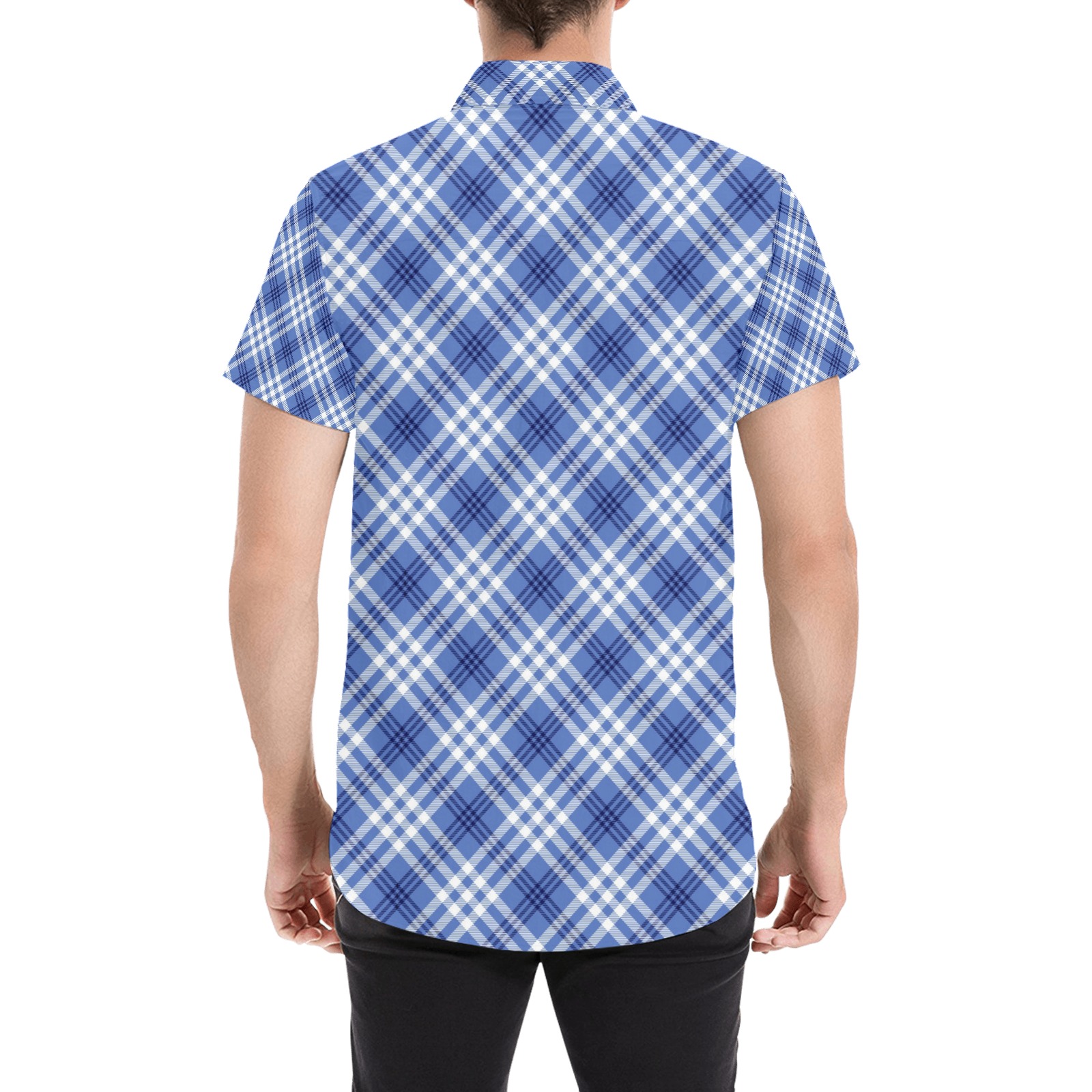 Blue Tartan Plaid Men's All Over Print Short Sleeve Shirt (Model T53)