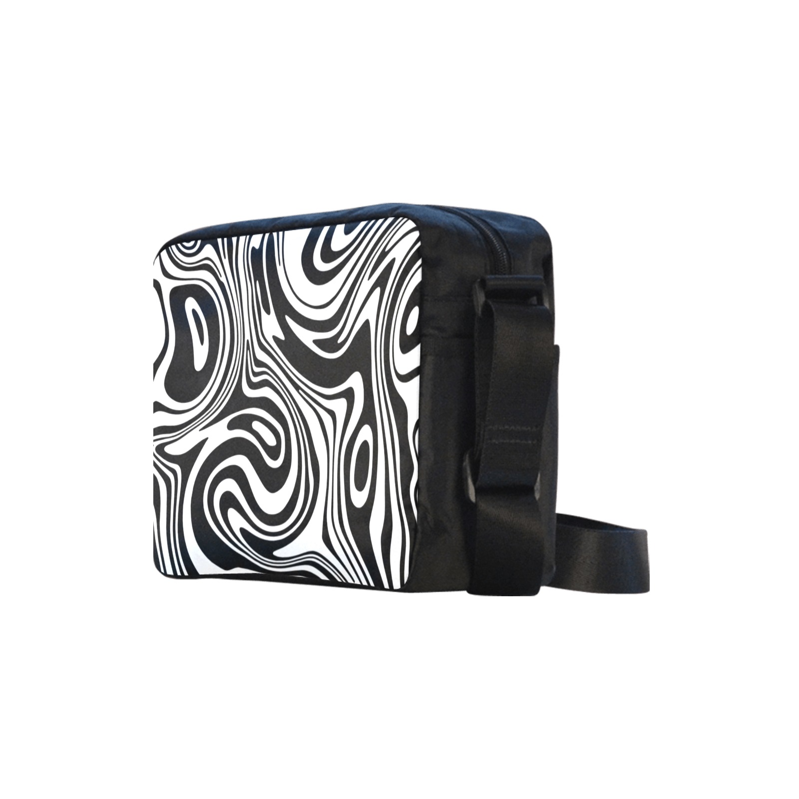 Black and White Marble Classic Cross-body Nylon Bags (Model 1632)