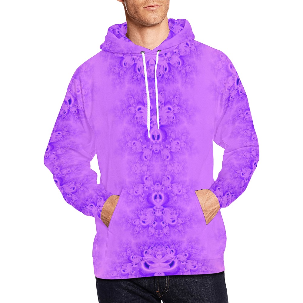 Purple Lilacs Frost Fractal All Over Print Hoodie for Men (USA Size) (Model H13)