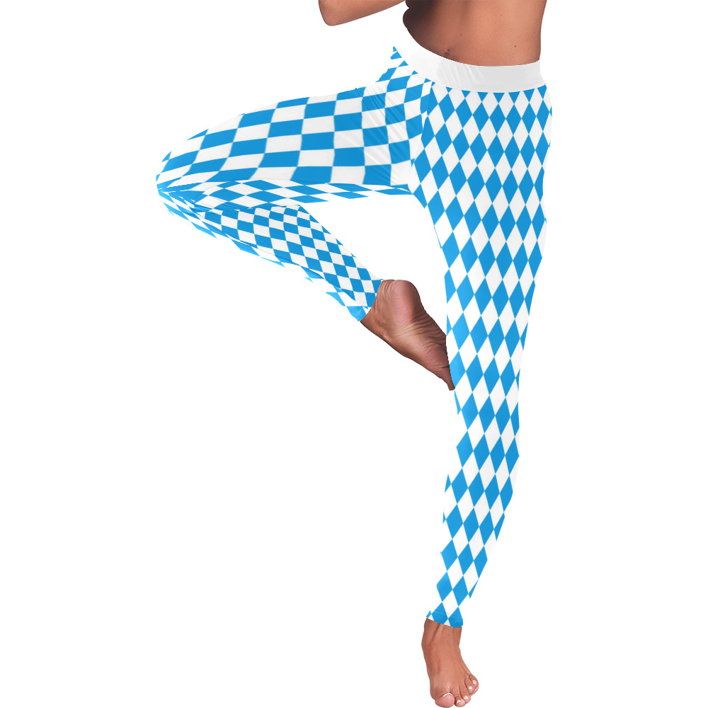 German State Of Bavaria - Flag Colors Pattern Women's Low Rise Leggings (Invisible Stitch) (Model L05)