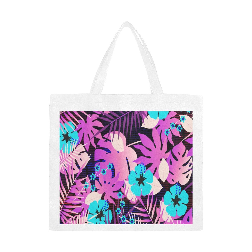 GROOVY FUNK THING FLORAL PURPLE Canvas Tote Bag/Large (Model 1702)