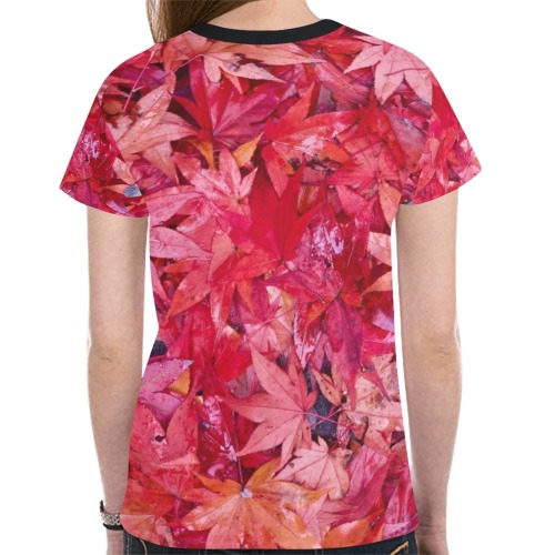 Red Leaves New All Over Print T-shirt for Women (Model T45)