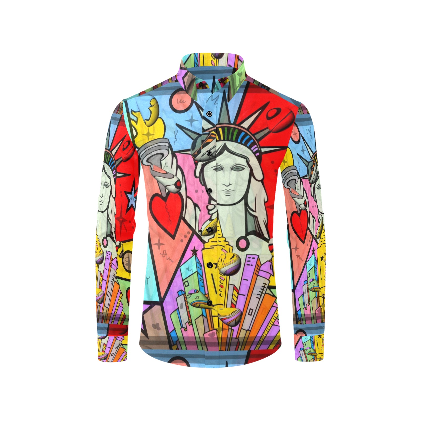 New York 2023 Pop Art by Nico Bielow Men's All Over Print Casual Dress Shirt (Model T61)