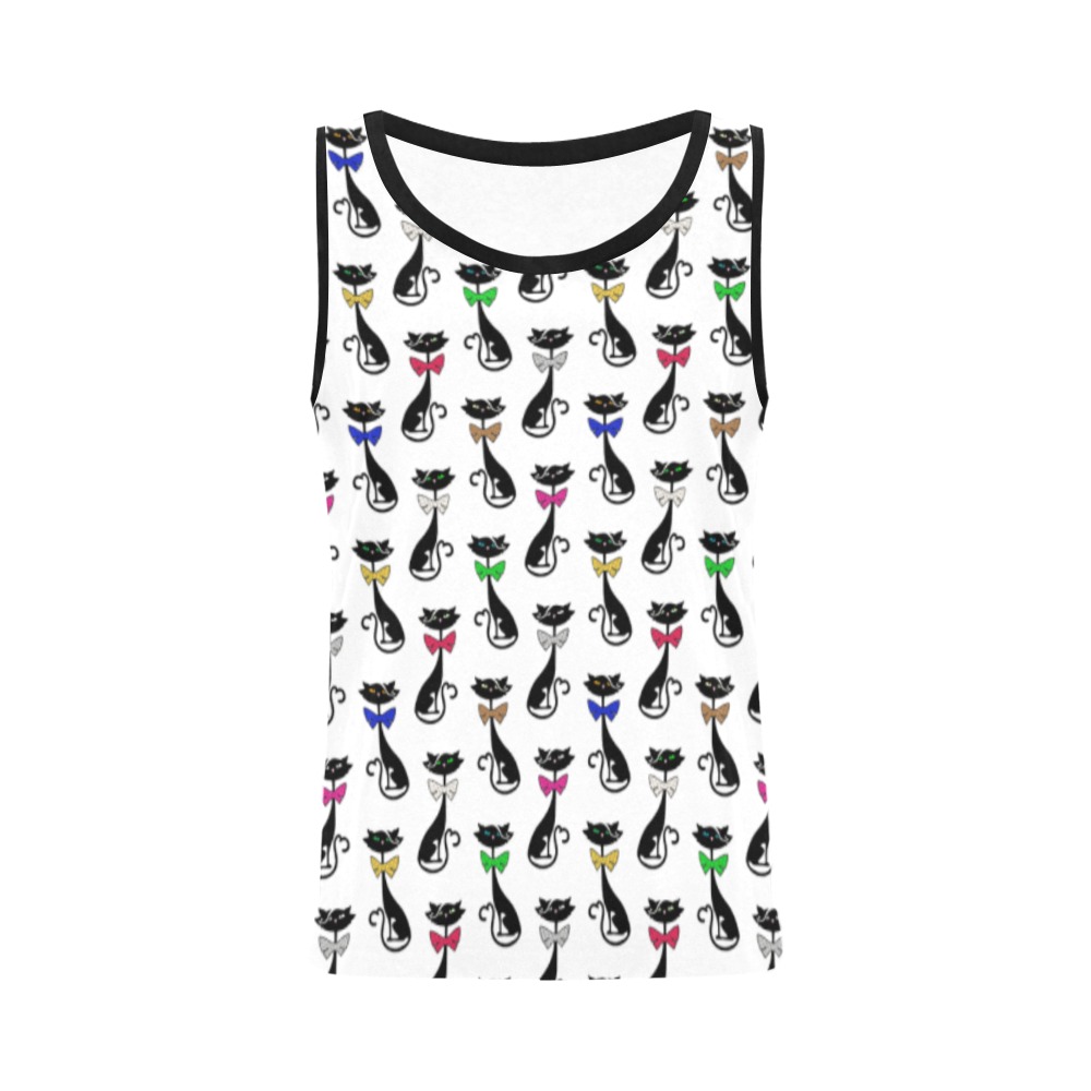 Black Cats Wearing Bow Ties All Over Print Tank Top for Women (Model T43)