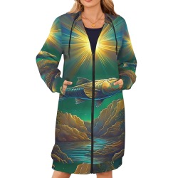 Celestial Swim Women's Long Hooded Coat (Model H72)