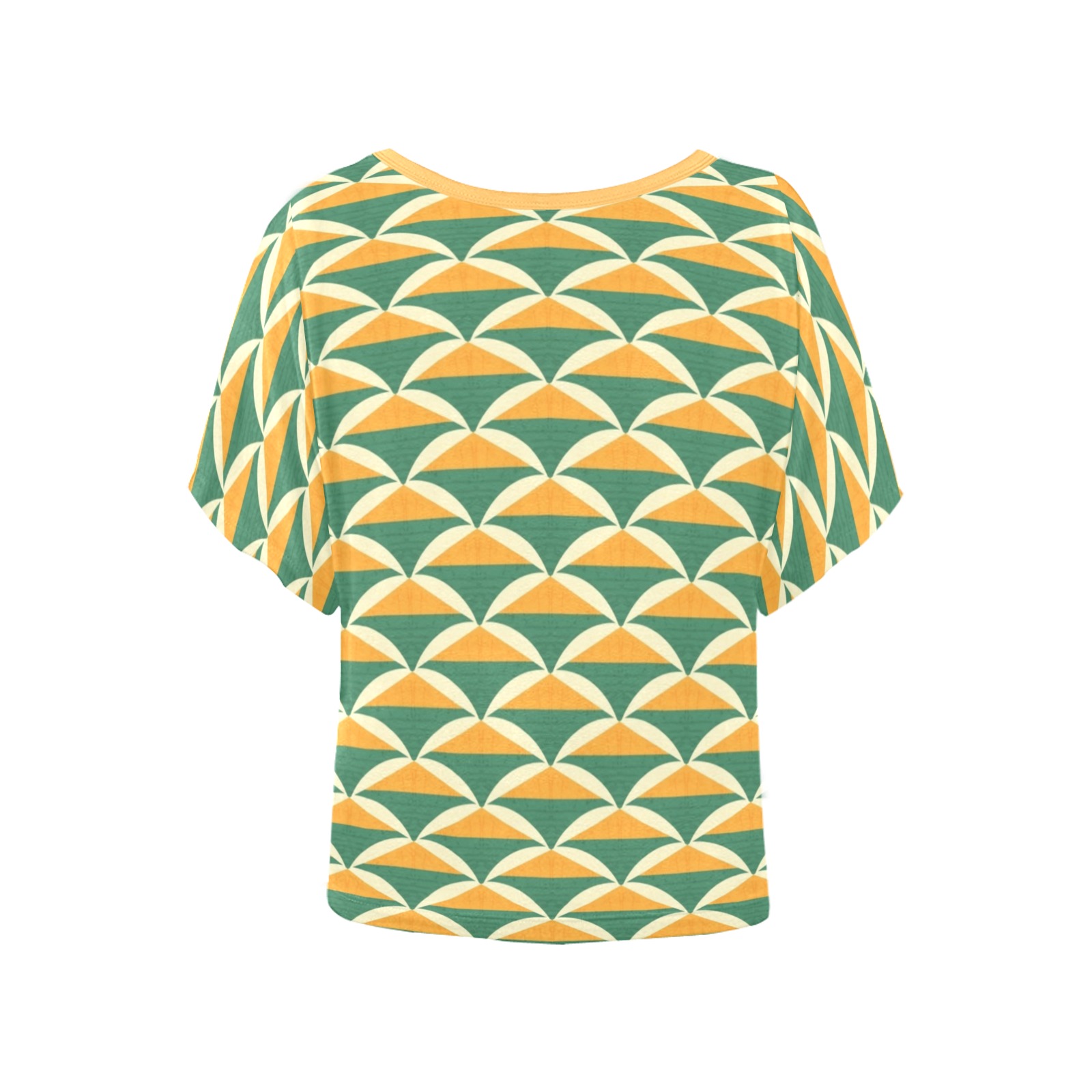 Repper Abstract -- Green and Gold Women's Batwing-Sleeved Blouse T shirt (Model T44)