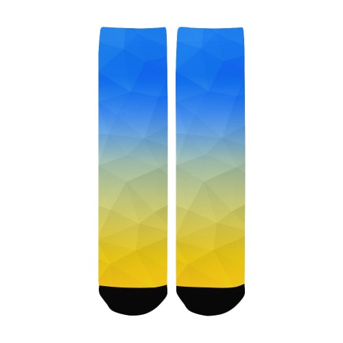 Ukraine yellow blue geometric mesh pattern Women's Custom Socks