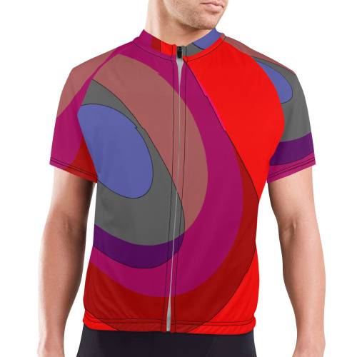 Red Abstract 714 Men's Cycling Jersey (Model T77)