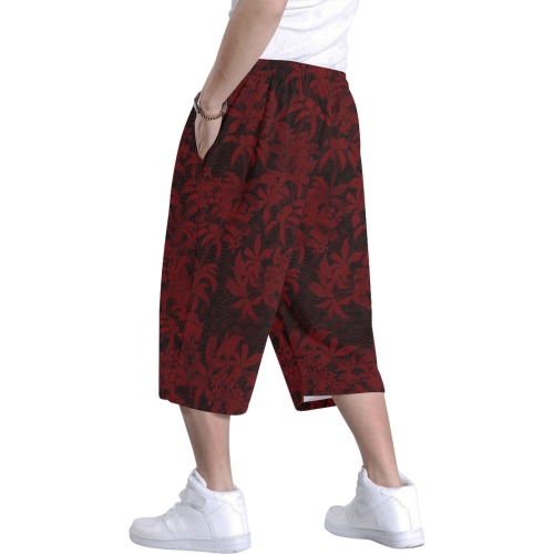 Kinmo Crimson Men's All Over Print Baggy Shorts (Model L37)