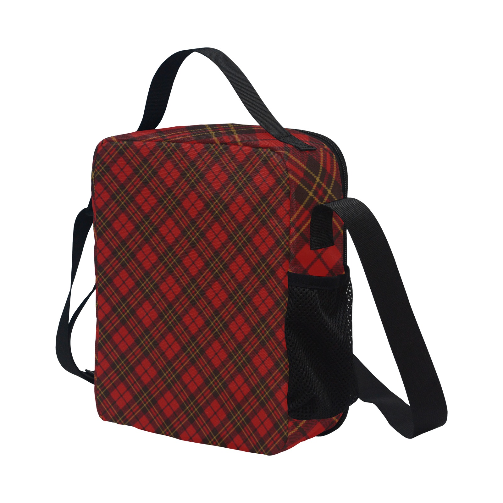 Red tartan plaid winter Christmas pattern holidays All Over Print Crossbody Lunch Bag for Kids (Model 1722)