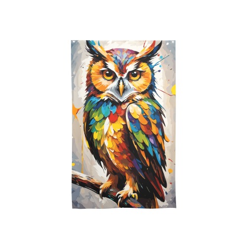 Beautiful owl bird. Stylish colorful fantasy art House Flag 34.5"x56"