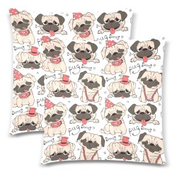Pugs Custom Zippered Pillow Cases 18"x 18" (Twin Sides) (Set of 2)