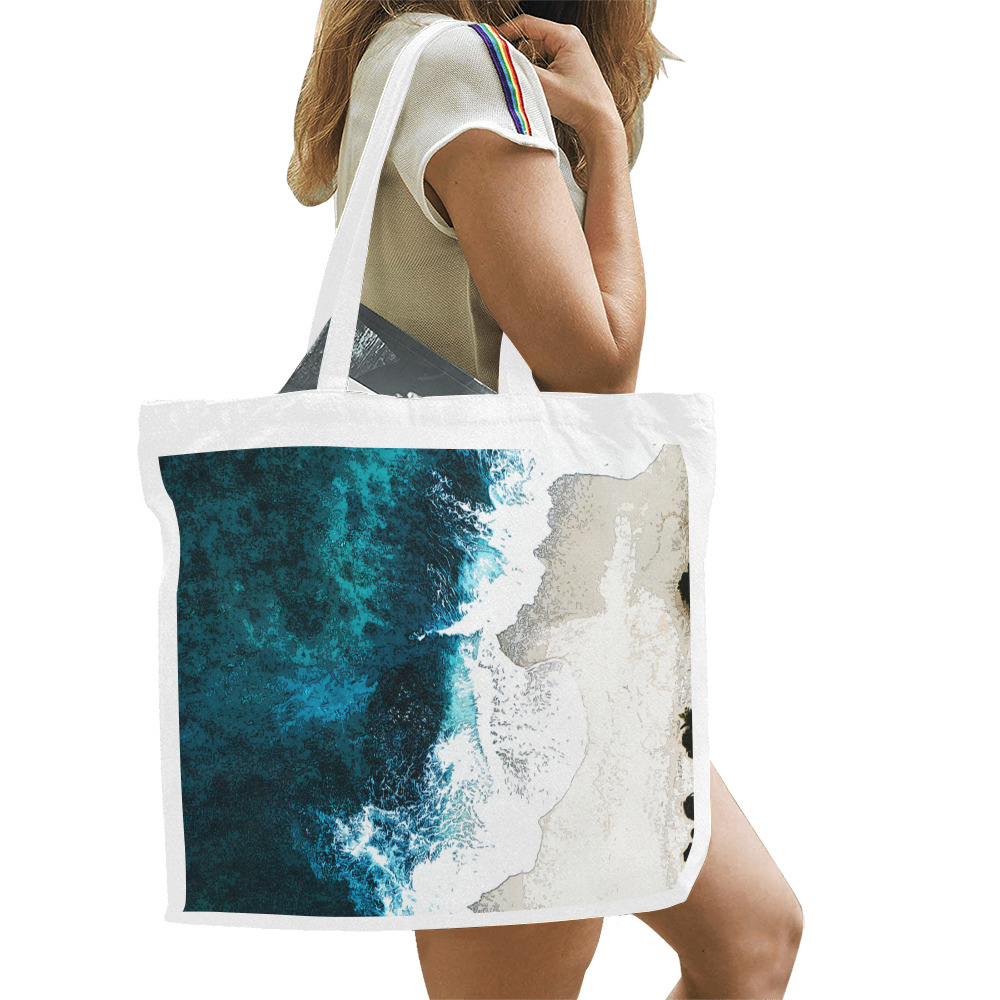 Ocean And Beach Canvas Tote Bag/Large (Model 1702)