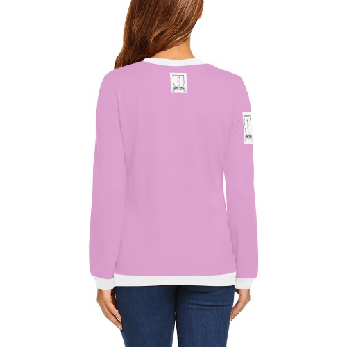 DIONIO Clothing - Women's Sweatshirt (Pink w/White Shield Logo) All Over Print Crewneck Sweatshirt for Women (Model H18)